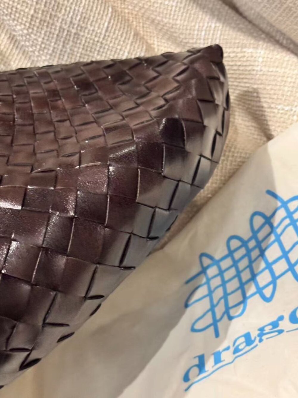 Dragon Diffusion Metallic Burgundy Woven Leather Shoulder Bag - Picture 11 of 11